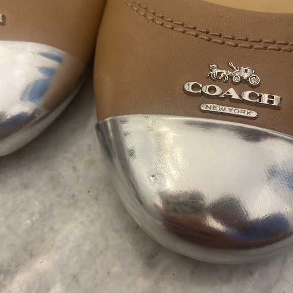 Coach Chelsea Tan Silver Cap Toe Leather Flat - Picture 2 of 7
